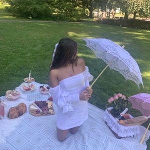 ivory off the shoulder dress!!